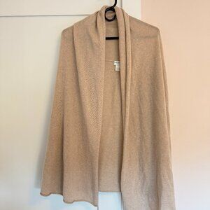 Club Monaco Long Open Cardigan 100% Cashmere Tan XS/S
